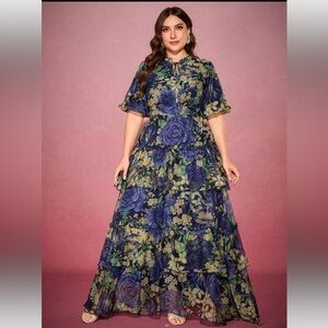 SHEIN Floral Ruffle Dress NWT